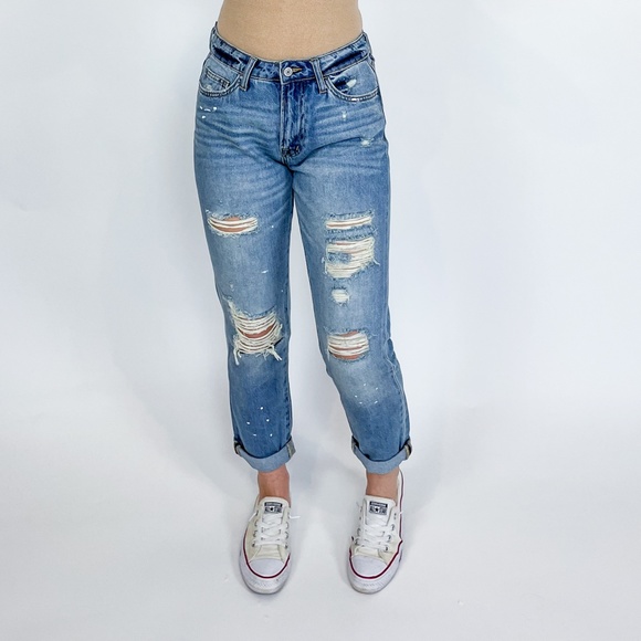 NWT Vervet by Flying Monkey Boyfriend Paint Splatter Distressed Jean - Picture 14 of 14